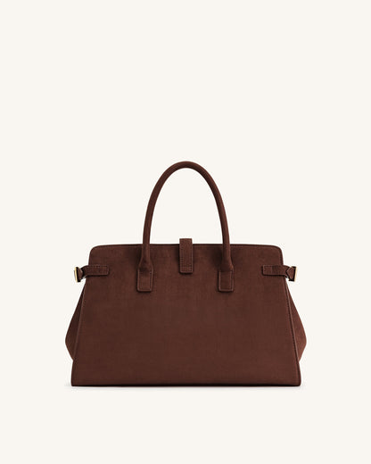 Saige Faux Suede Tote Bag - Brown | JW PEI