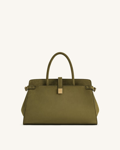 Saige Faux Suede Tote Bag - Olive Green | JW PEI