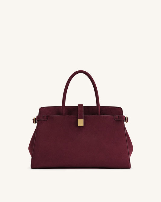 Saige Faux Suede Tote Bag - Burgundy | JW PEI