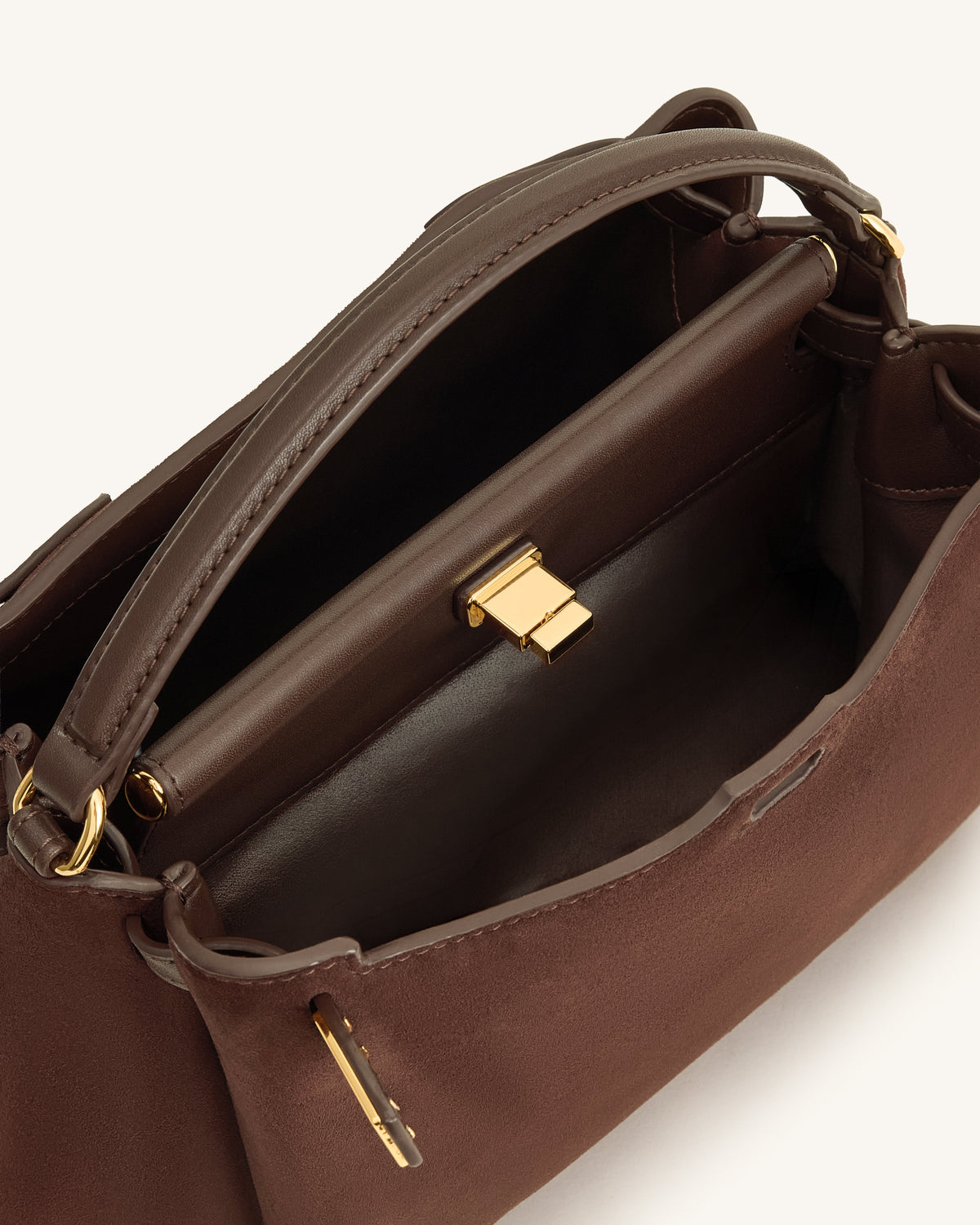 Carmen Faux Suede Top Handle Bag - Dark Brown | JW PEI