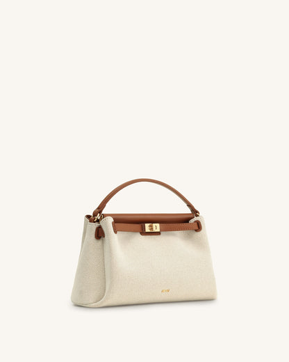 Carmen Top Handle Bag - Brown Canvas | JW PEI