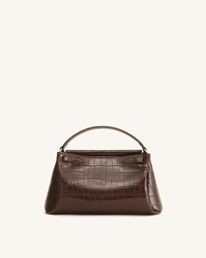 Carmen Top Handle Bag - Dark Brown Croc | JW PEI