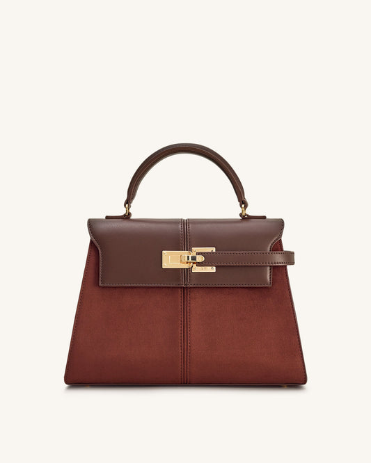 Elise Large Faux Suede Top Handle Bag - Mocha Brown | JW PEI