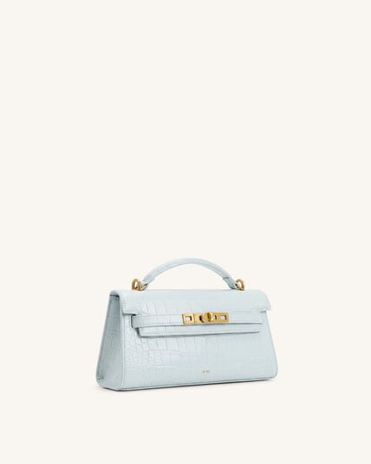 Noor Top Handle Bag - Blue Croc | JW PEI