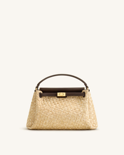 Carmen Faux Straw Top Handle Bag - Brown | JW PEI