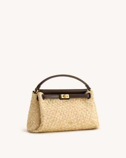 Carmen Faux Straw Top Handle Bag - Brown | JW PEI