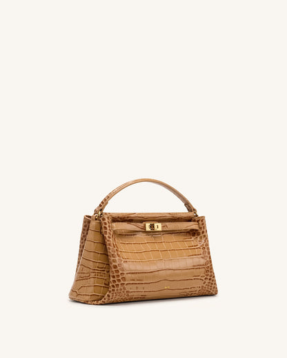 Carmen Top Handle Bag - Khaki Croc | JW PEI