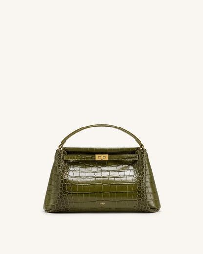 Carmen Top Handle Bag - Green Croc | JW PEI