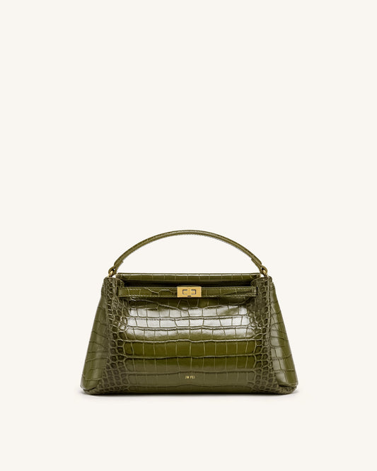 Carmen Top Handle Bag - Green Croc | JW PEI