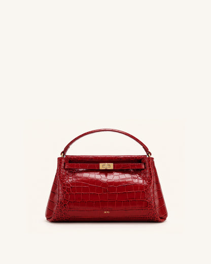 Carmen Top Handle Bag - Dark Burgundy Croc | JW PEI