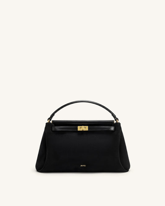 Carmen Faux Suede Top Handle Bag - Black | JW PEI
