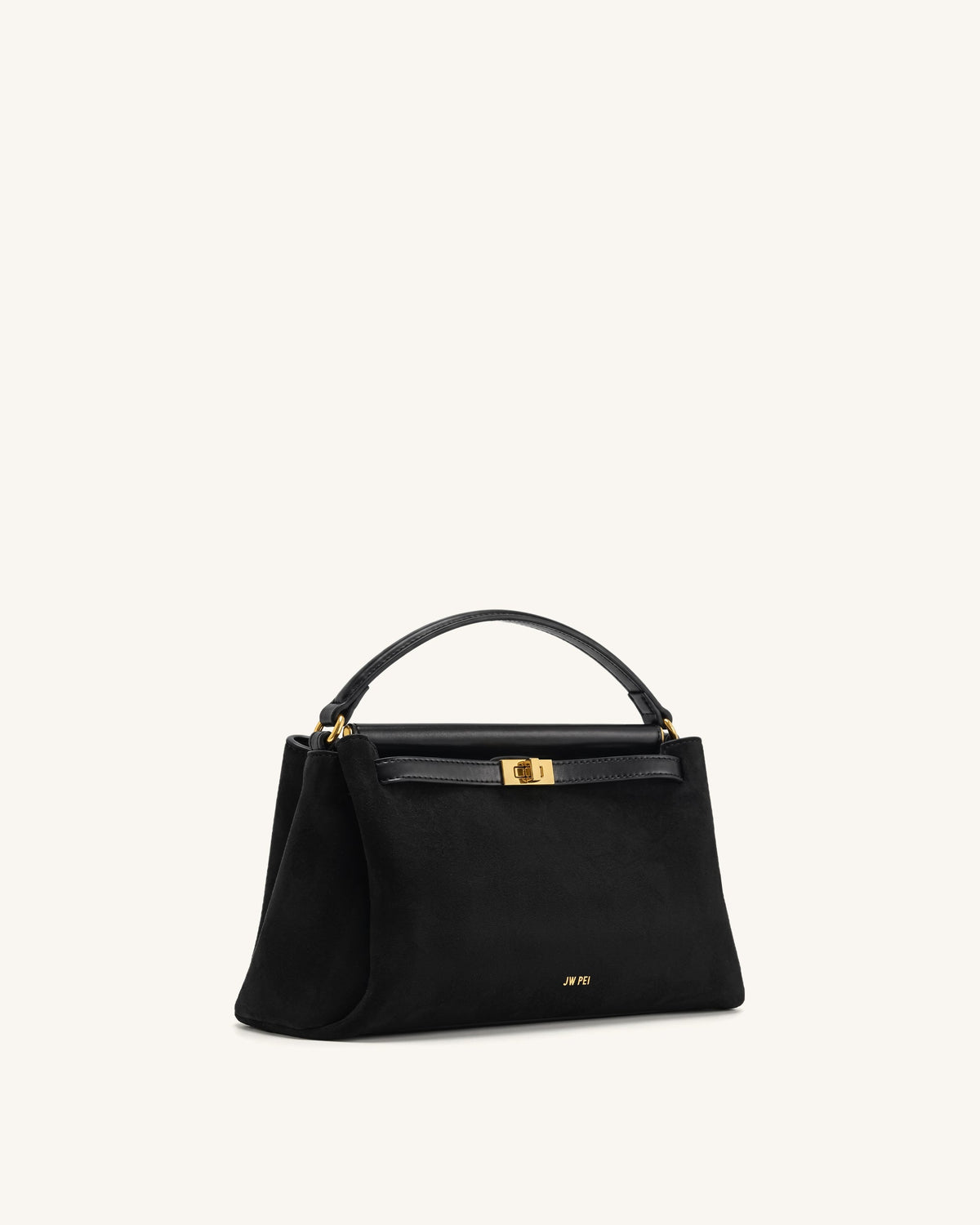 Carmen Faux Suede Top Handle Bag - Black | JW PEI