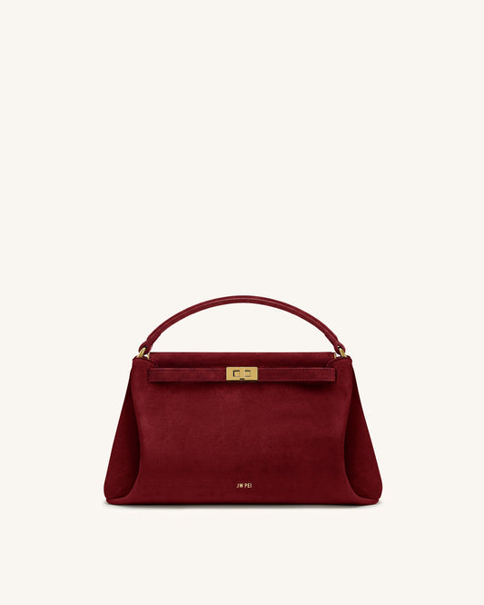 Carmen Faux Suede Top Handle Bag - Burgundy | JW PEI