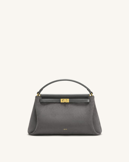 Carmen Faux Suede Top Handle Bag - Dark Gray | JW PEI