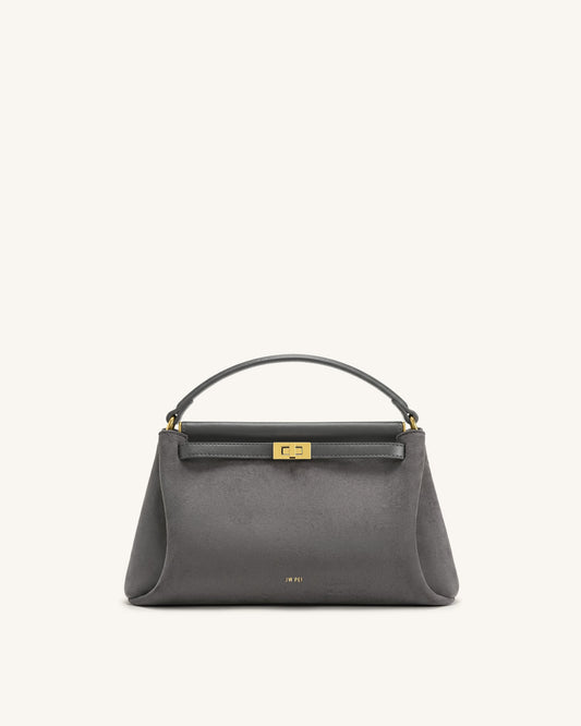 Carmen Faux Suede Top Handle Bag - Dark Gray | JW PEI