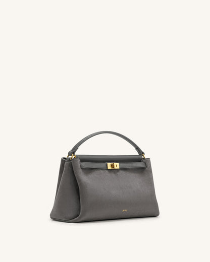 Carmen Faux Suede Top Handle Bag - Dark Gray | JW PEI