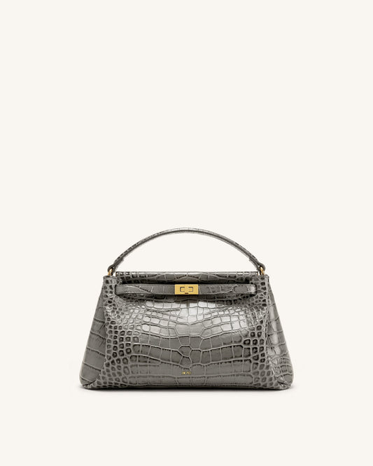 Carmen Top Handle Bag - Grey Croc | JW PEI