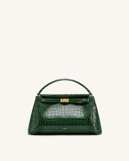 Carmen Top Handle Bag - Forest Green Croc | JW PEI