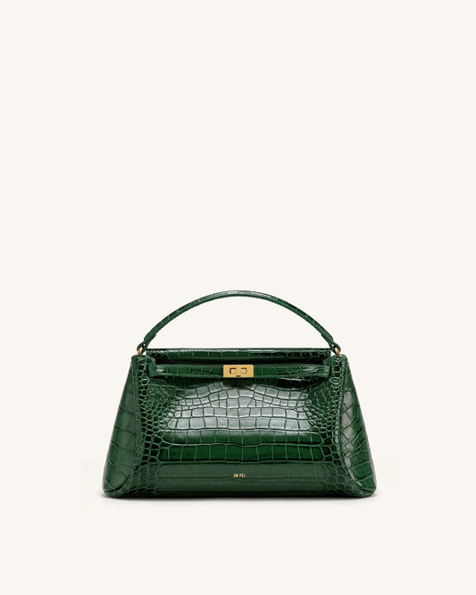 Carmen Top Handle Bag - Forest Green Croc | JW PEI
