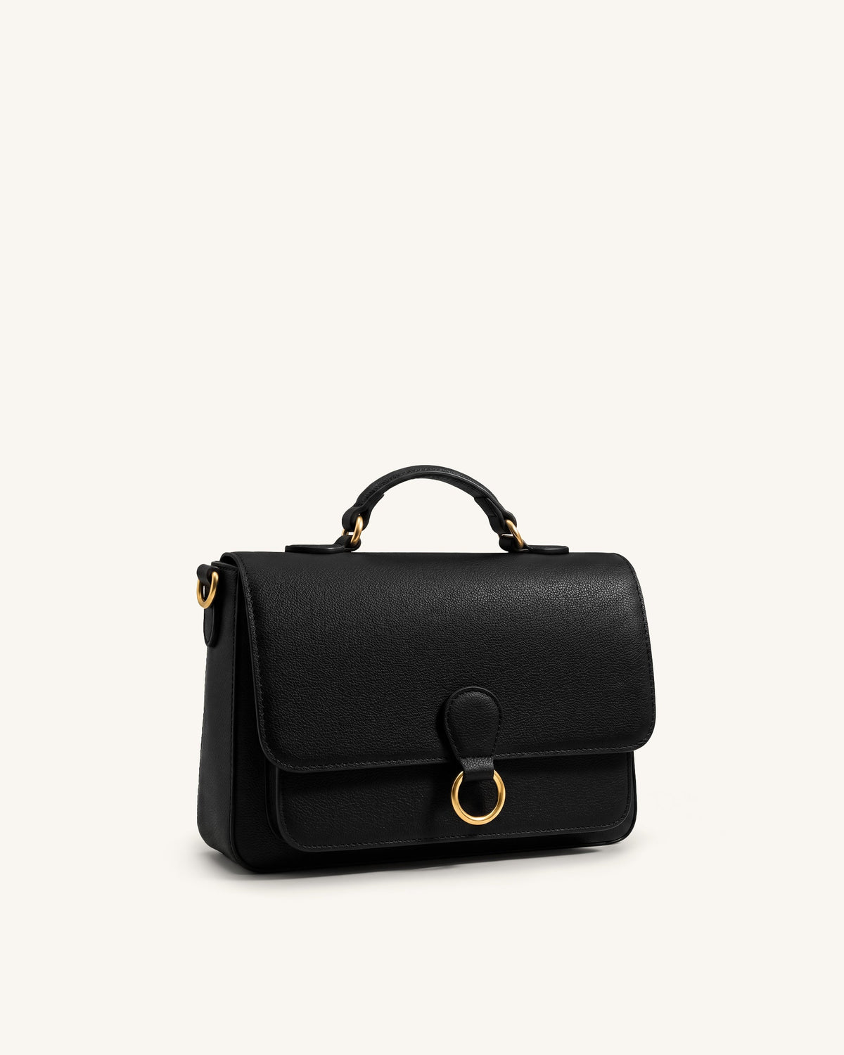 Mirelle Pebbled Top Handle Satchel - Black | JW PEI