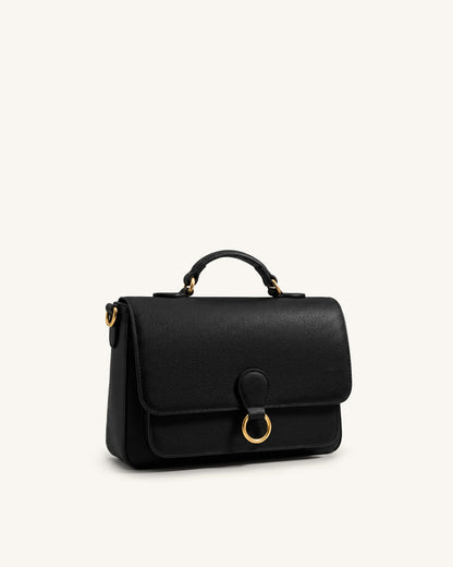 Mirelle Pebbled Top Handle Satchel - Black | JW PEI