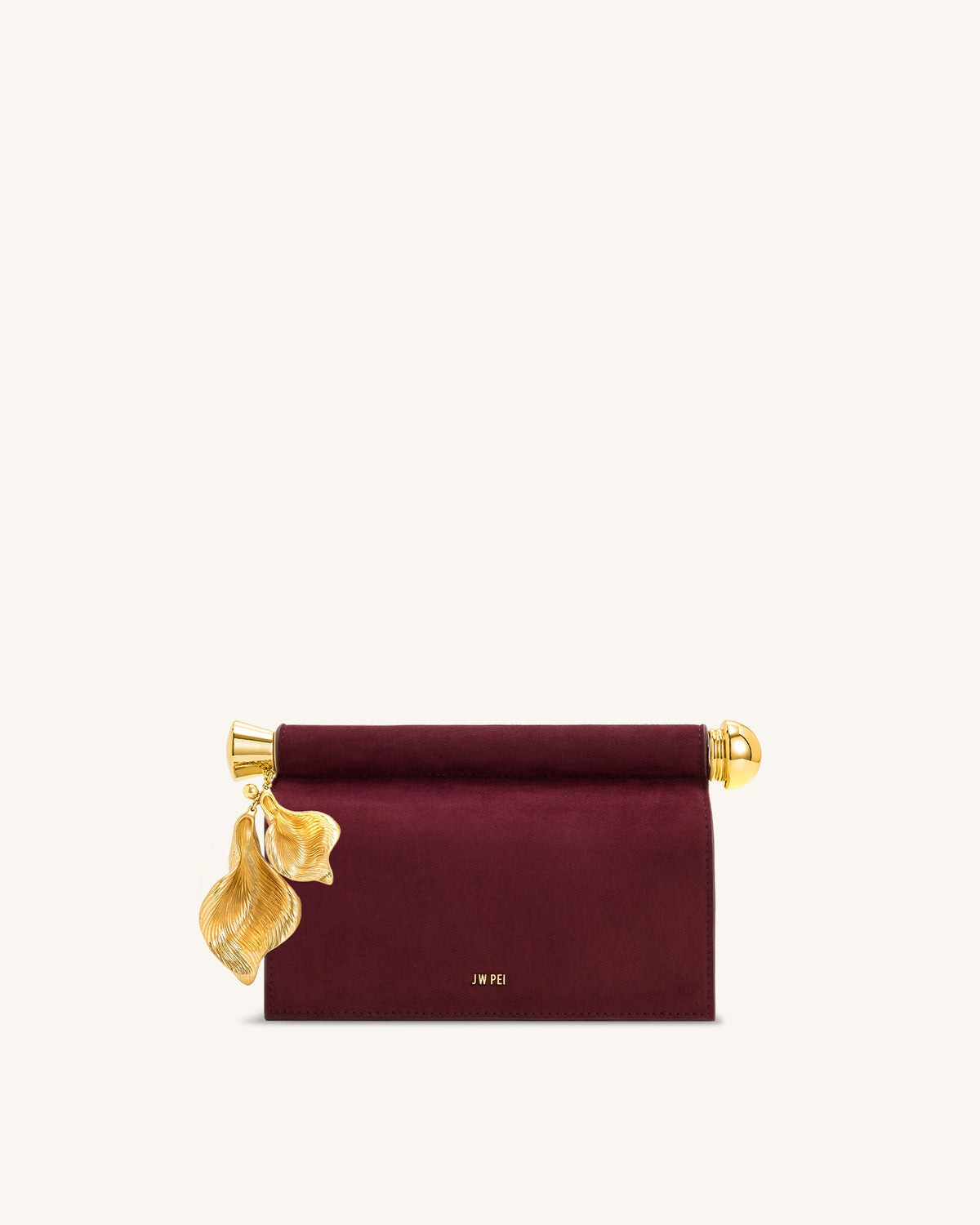Holly Faux Suede Metal Pendant Embellished Clutch - Reddish Brown | JW PEI