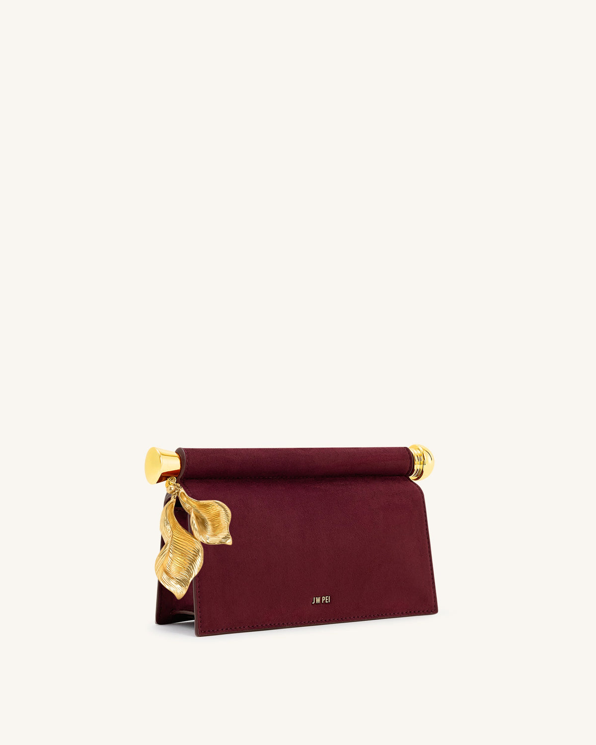 Holly Faux Suede Metal Pendant Embellished Clutch - Reddish Brown | JW PEI