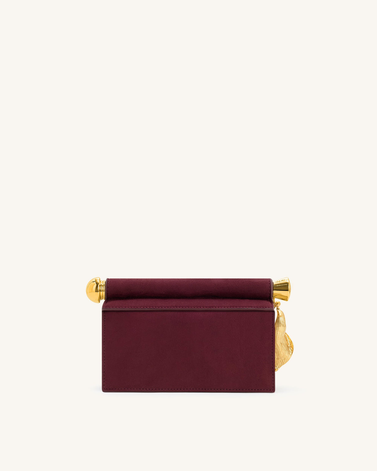 Holly Faux Suede Metal Pendant Embellished Clutch - Reddish Brown | JW PEI