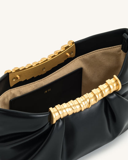 Leia Pleated Clutch - Black | JW PEI