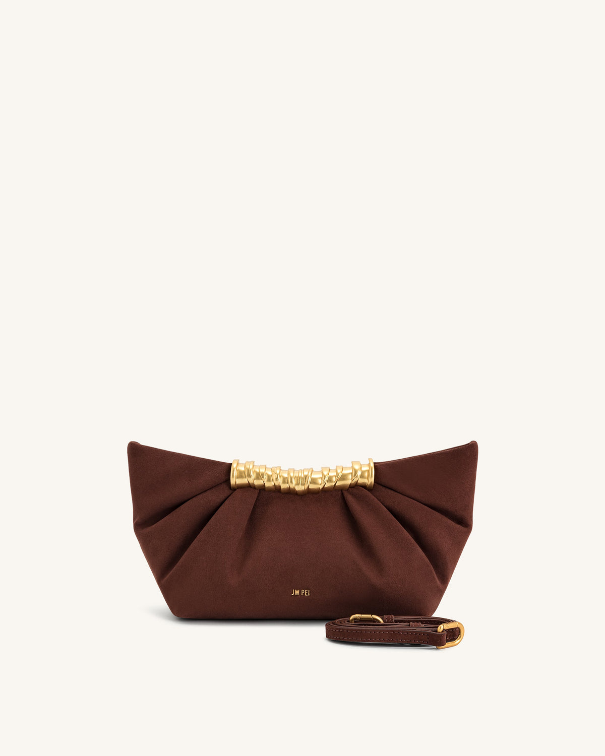 Leia Pleated Clutch - Dark Brown | JW PEI