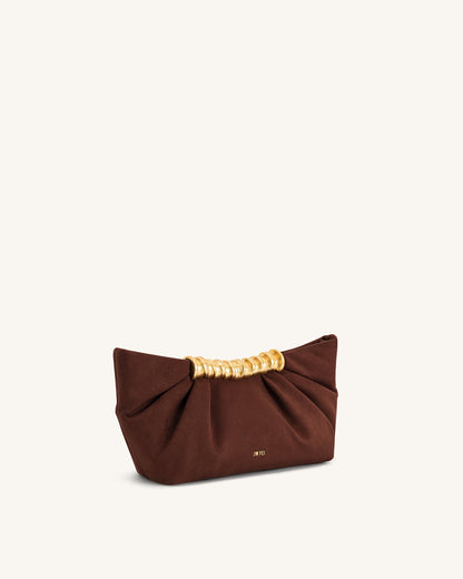 Leia Pleated Clutch - Dark Brown | JW PEI