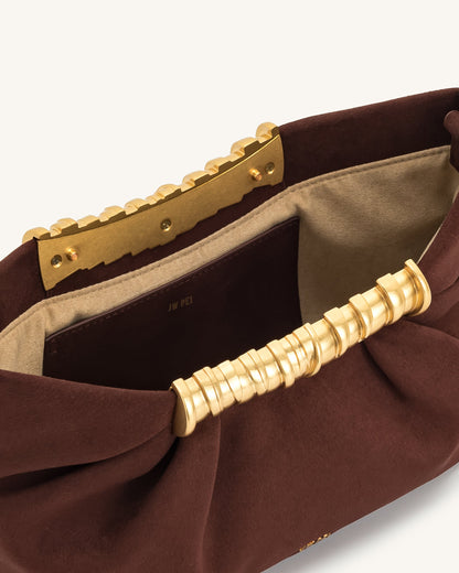 Leia Pleated Clutch - Dark Brown | JW PEI