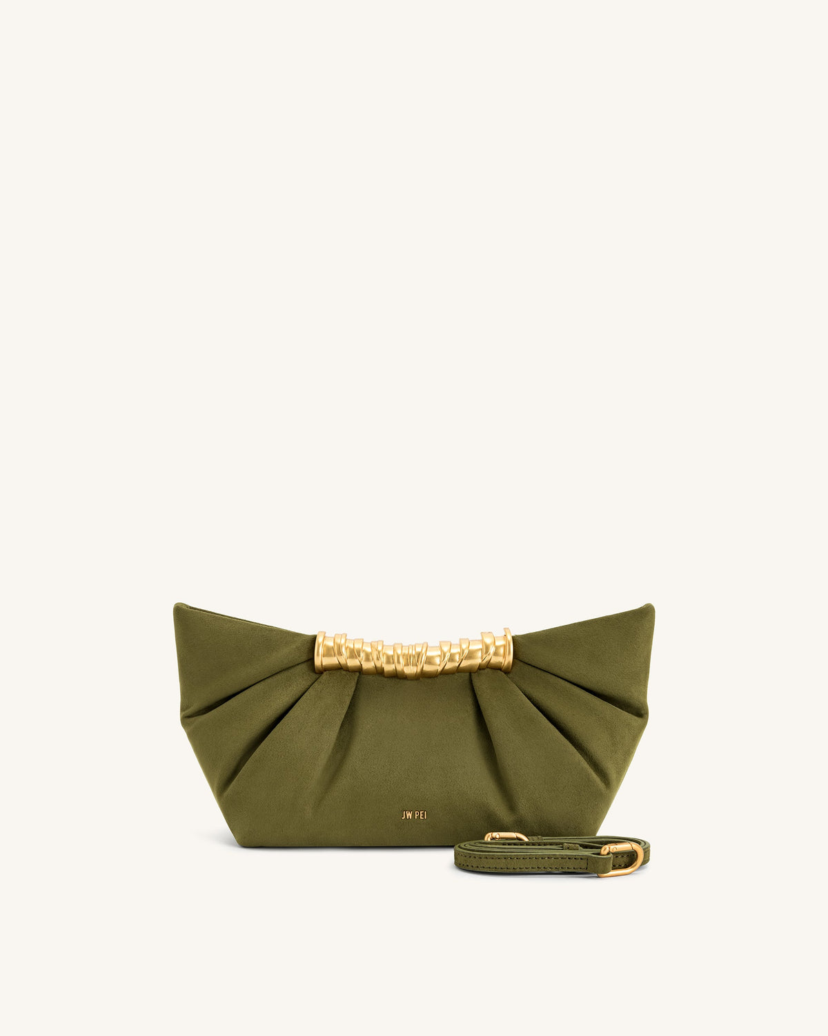 Leia Pleated Clutch - Dark Olive | JW PEI