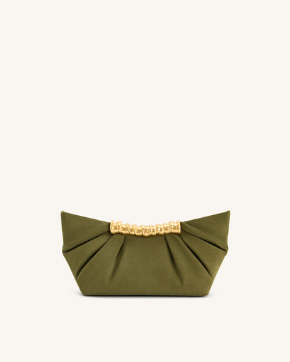 Leia Pleated Clutch - Dark Olive | JW PEI