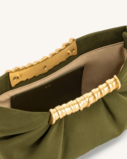 Leia Pleated Clutch - Dark Olive | JW PEI
