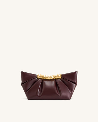 Leia Pleated Clutch - Deep Burgundy | JW PEI