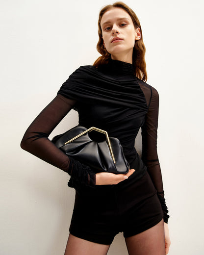 Lila Metal Frame Clutch - Black | JW PEI