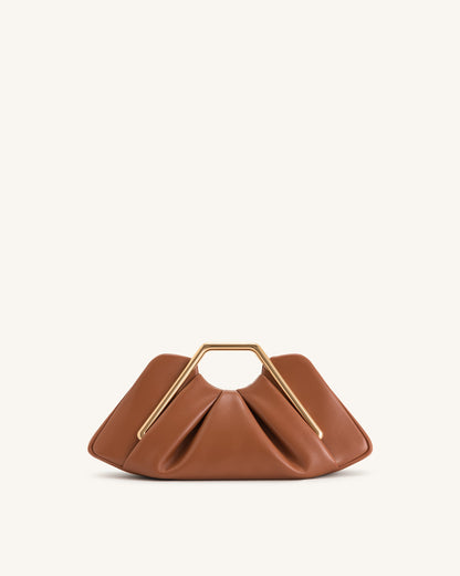 Lila Metal Frame Clutch - Brown | JW PEI