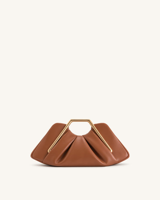 Lila Metal Frame Clutch - Brown | JW PEI