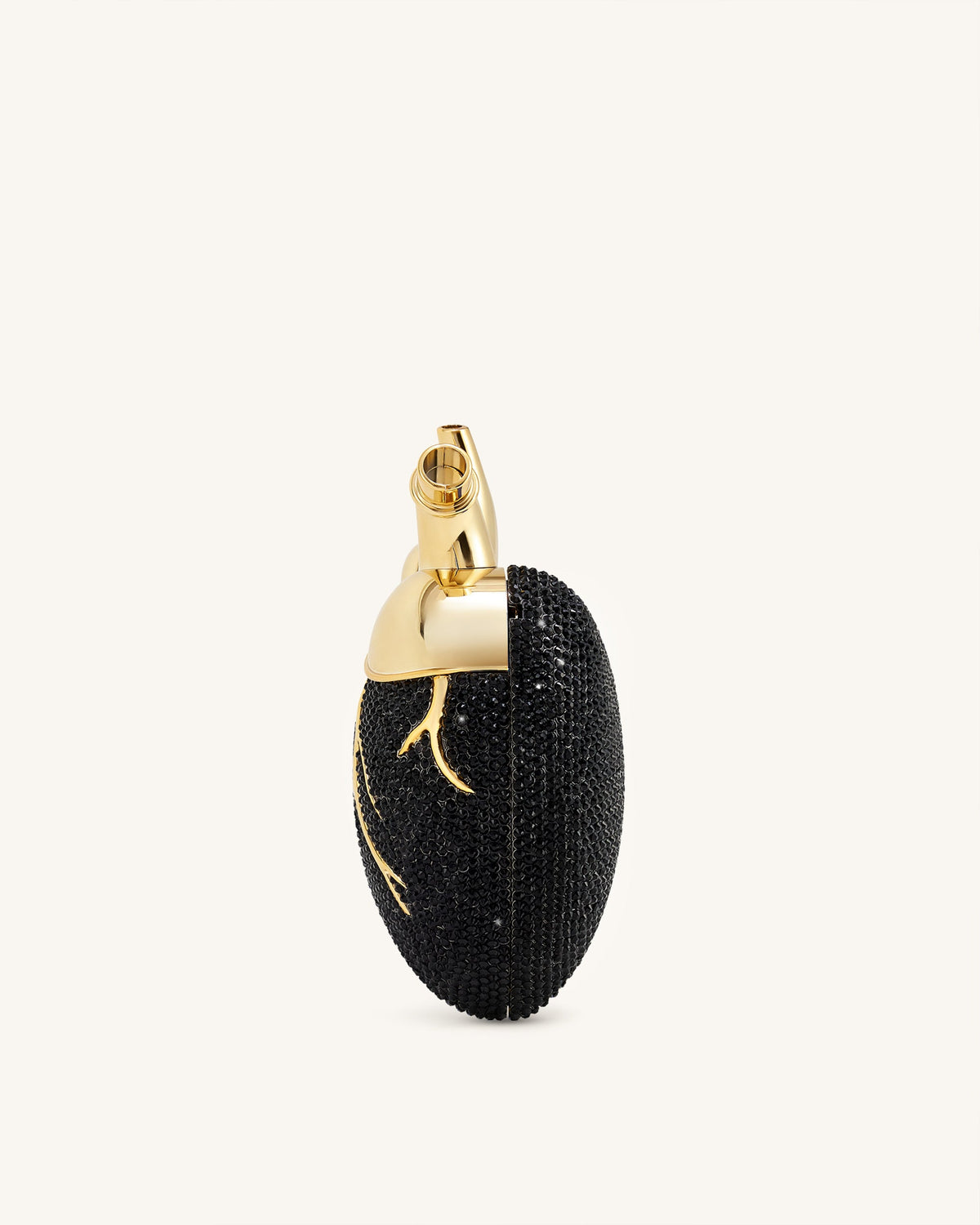 Maren Artificial Crystal Heart Shaped Bag - Black Gold | JW PEI