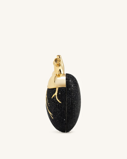 Maren Artificial Crystal Heart Shaped Bag - Black Gold | JW PEI