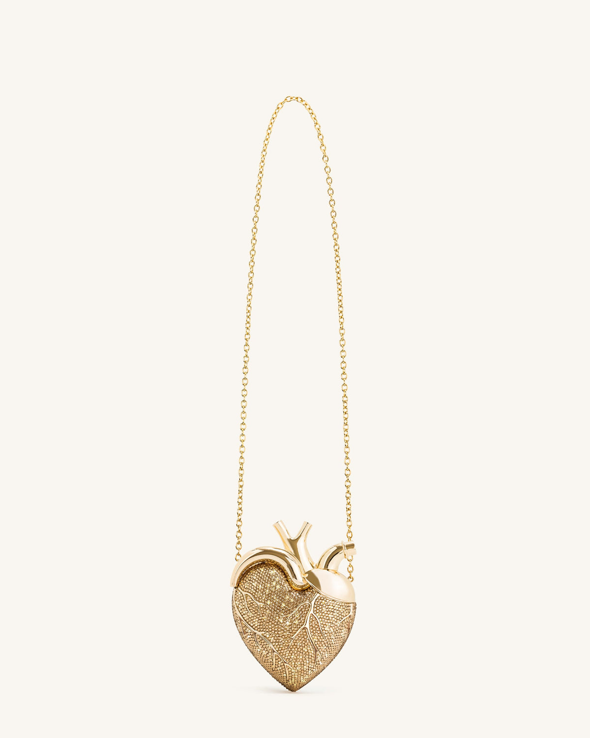 Maren Artificial Crystal Heart Shaped Bag - Gold | JW PEI