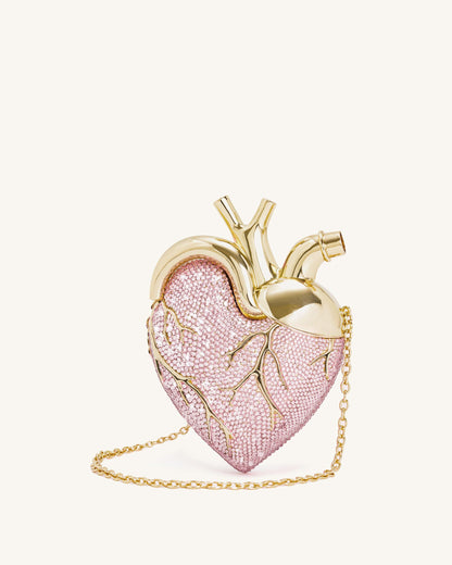 Maren Artificial Crystal Heart Shaped Bag - Pink | JW PEI