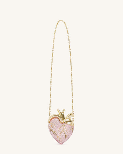 Maren Artificial Crystal Heart Shaped Bag - Pink | JW PEI