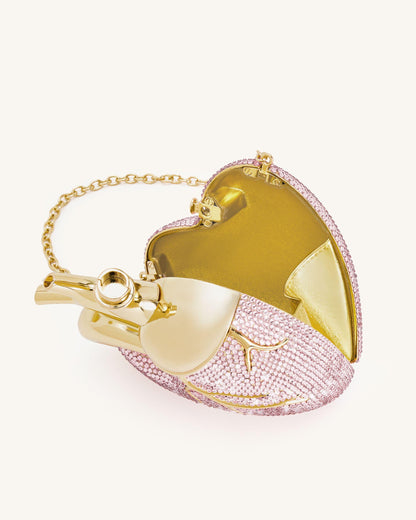 Maren Artificial Crystal Heart Shaped Bag - Pink | JW PEI