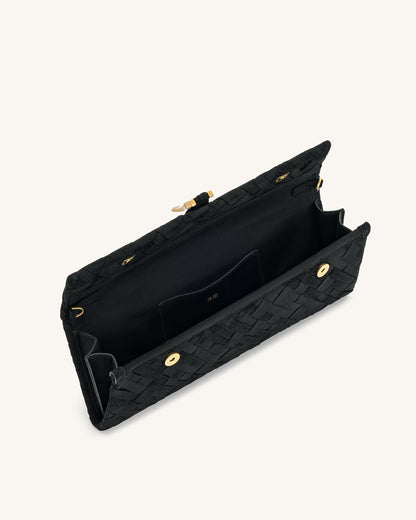 Zaria Woven Clutch - Black | JW PEI