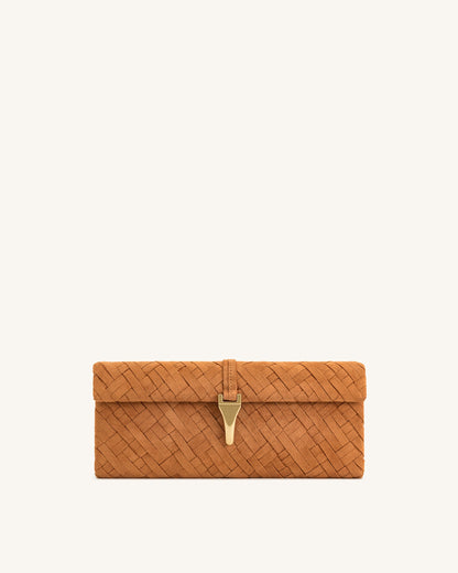 Zaria Woven Clutch - Brown | JW PEI
