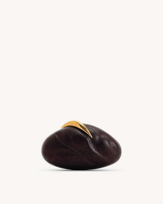 Kaya Irregular Oval Clutch - Dark Brown | JW PEI