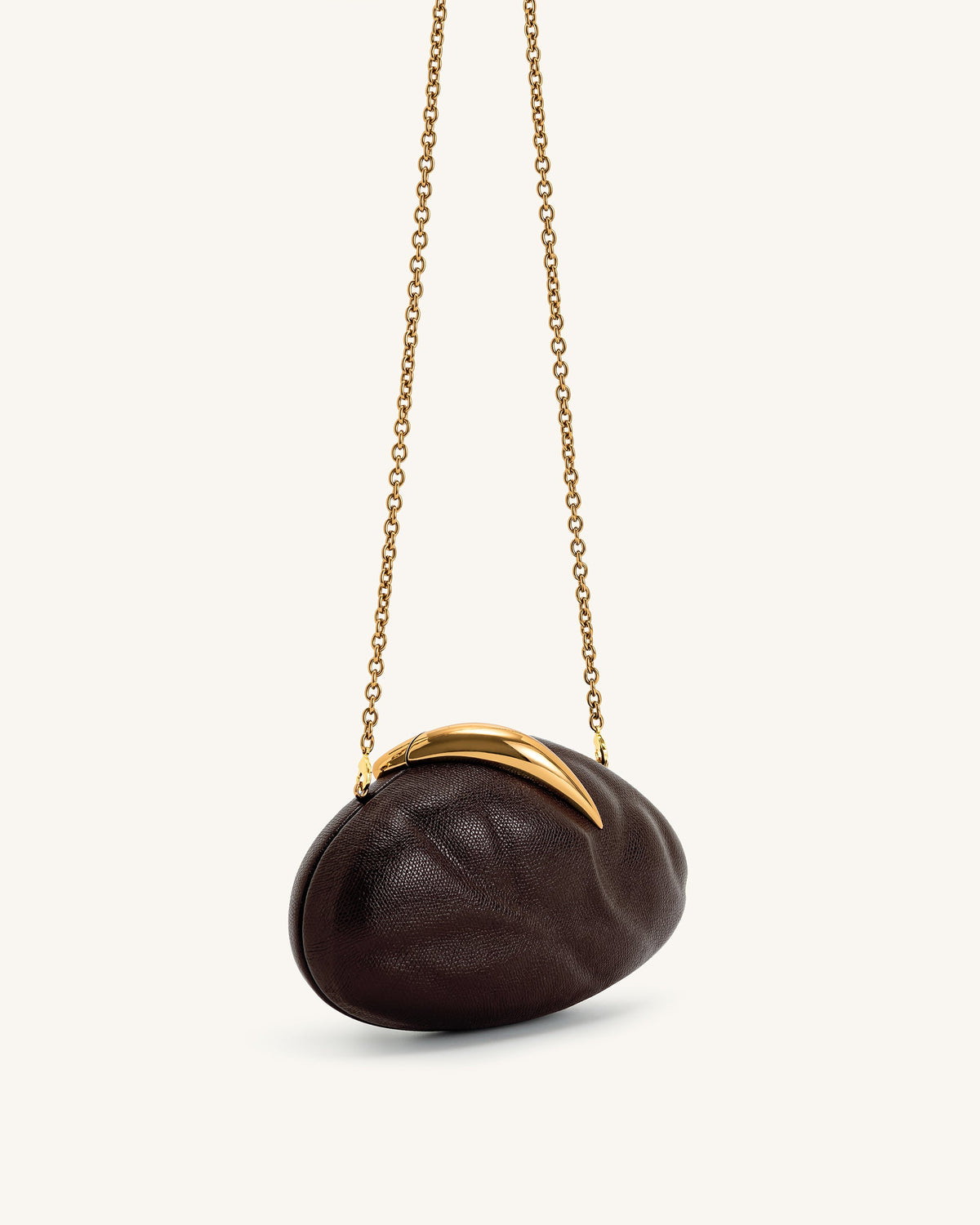 Kaya Irregular Oval Clutch - Dark Brown | JW PEI