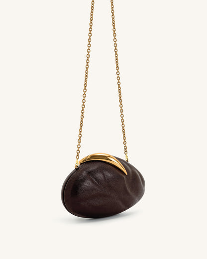 Kaya Irregular Oval Clutch - Dark Brown | JW PEI